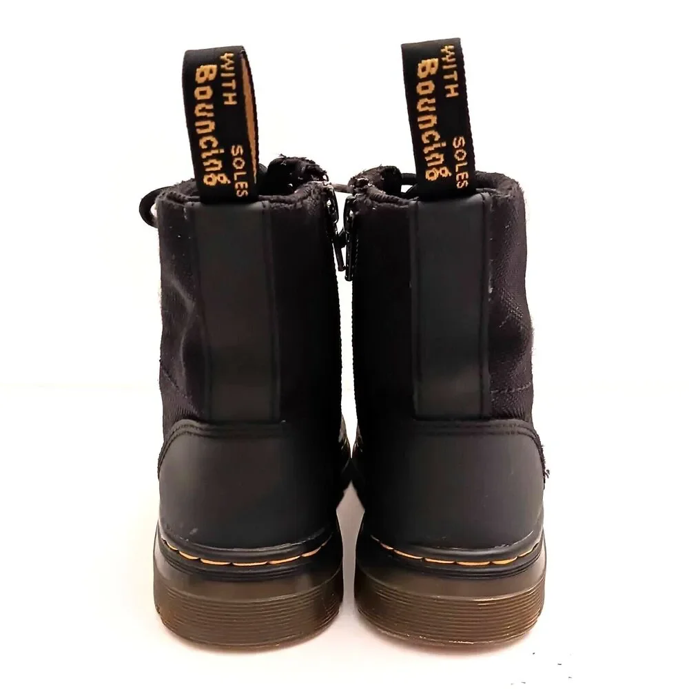 Dr Martens Combs Air Wair Combat Boot Blk Tough Poly Kids US 13 Lace Up Side Zip